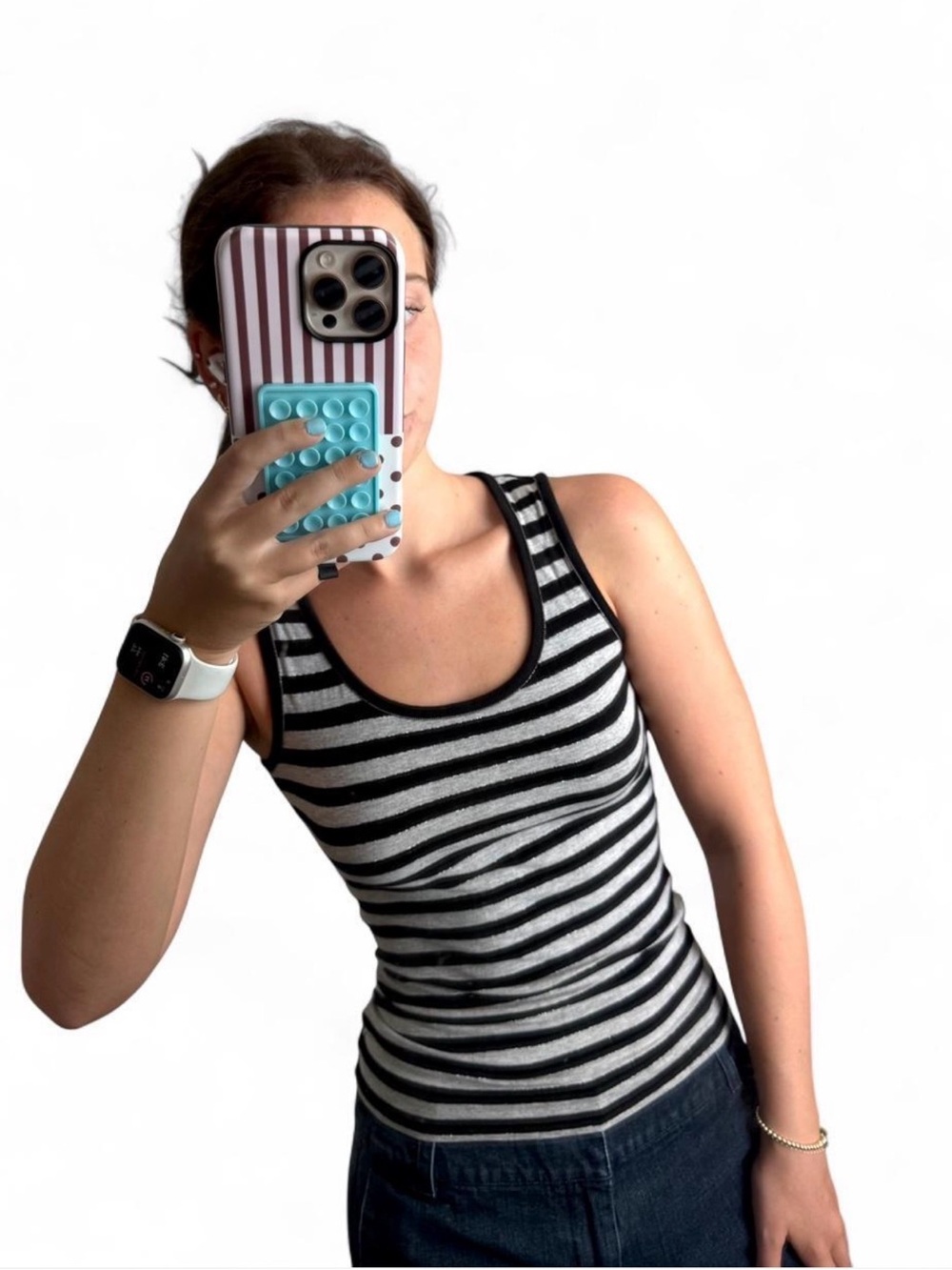 Ann Taylor Petite Y2K Vintage Striped Scoop Neck Tank
